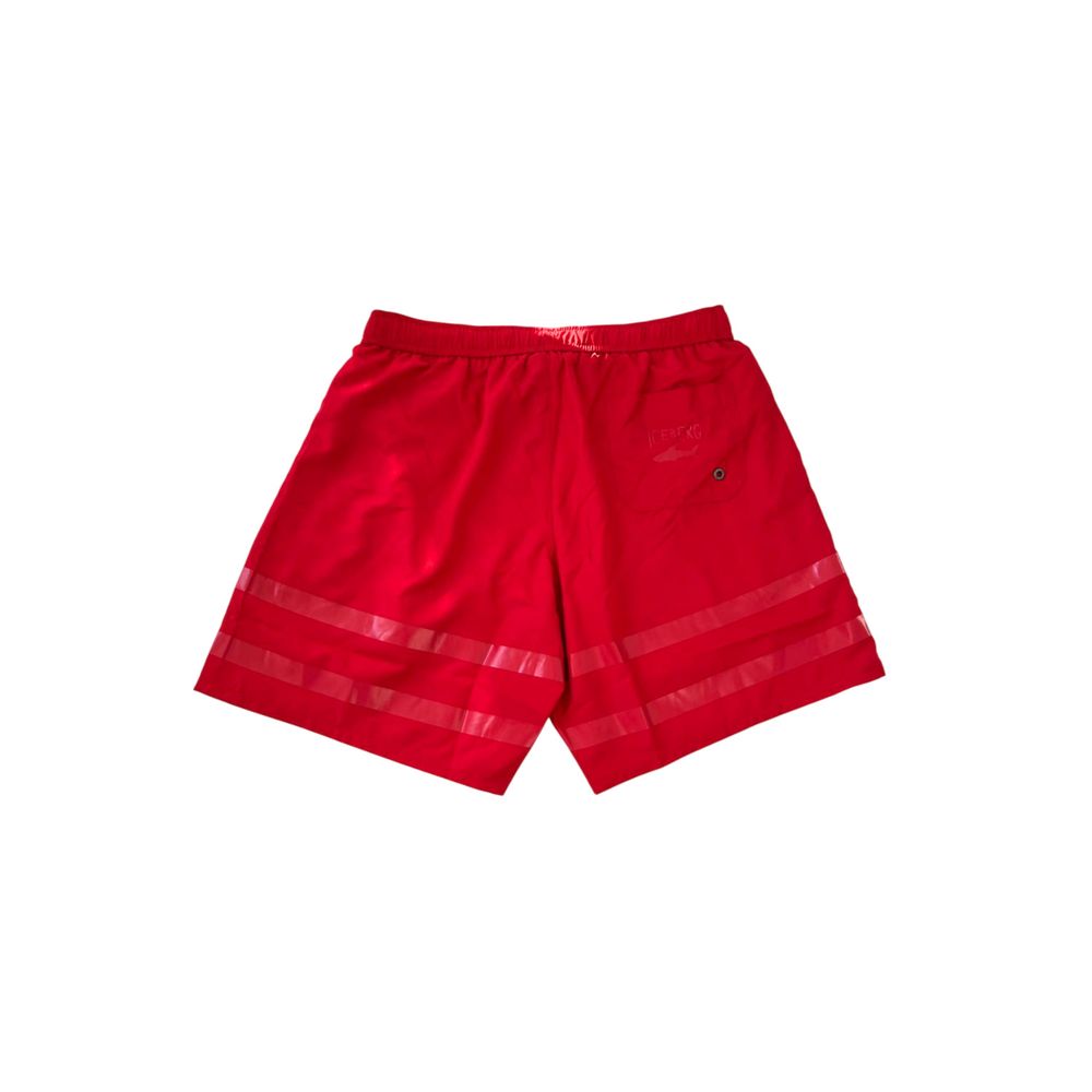 Rote Polyester-Badeshorts für Herren
