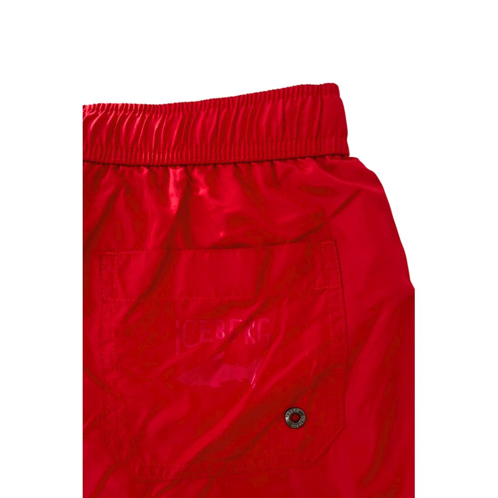 Rote Polyester-Badeshorts für Herren