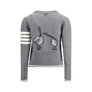 Virgin wool Cardigan with embrodery geese