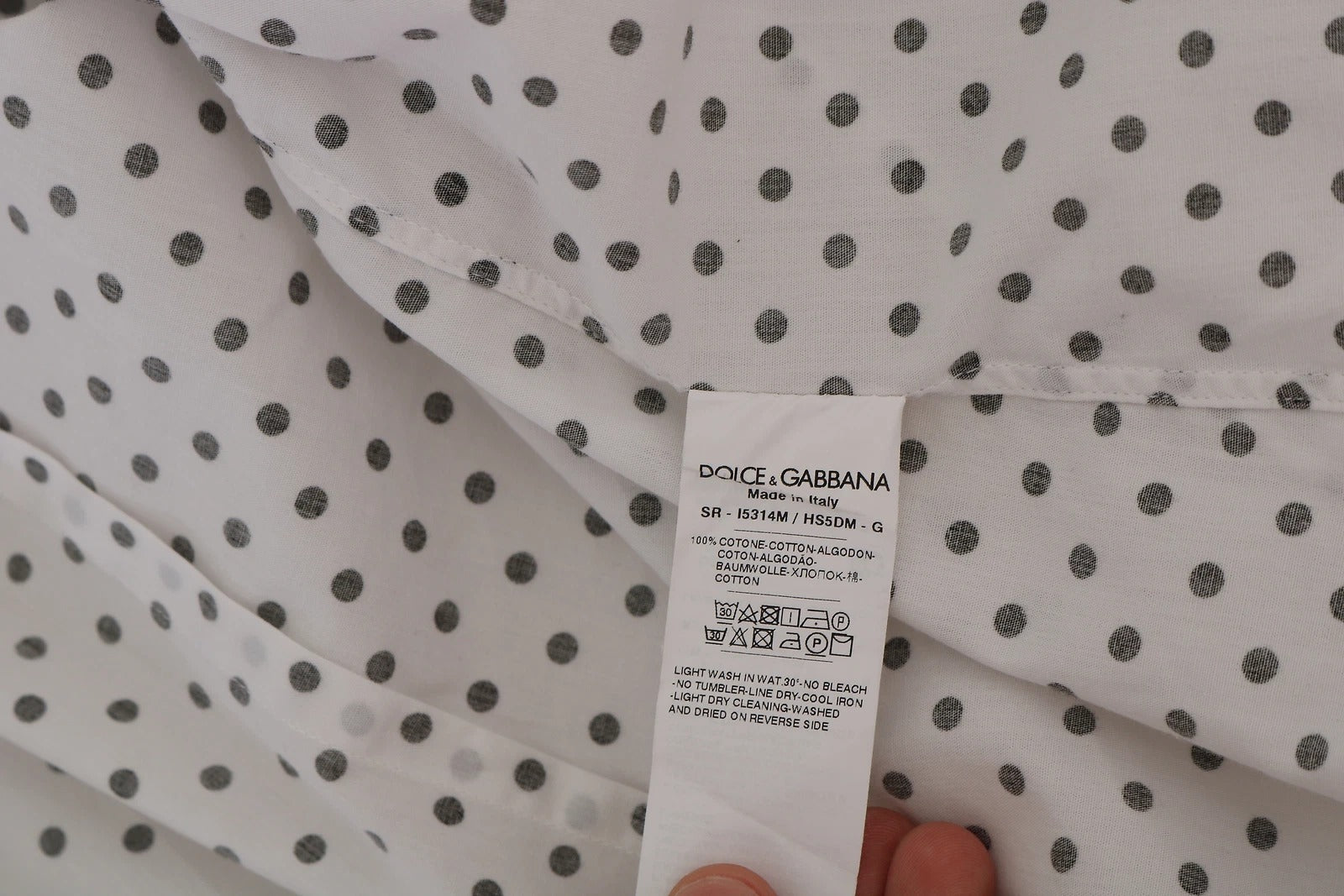 Dolce & Gabbana White Dotted Dress Formal MARTINI Shirt