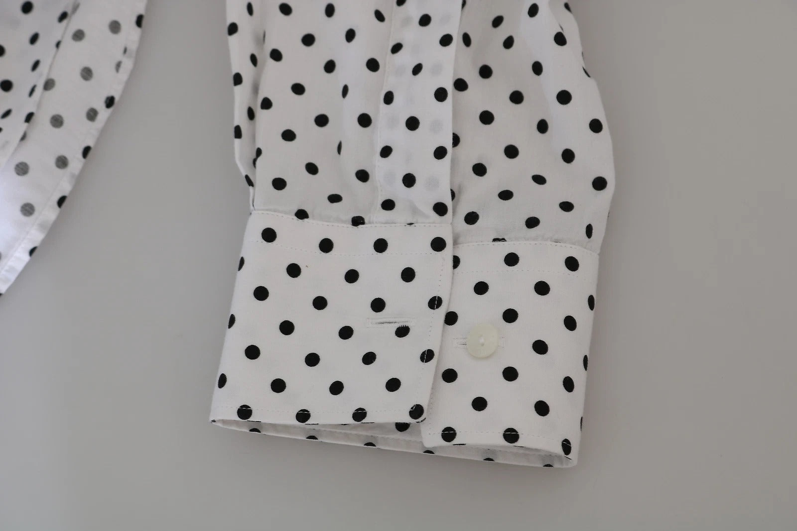 Dolce & Gabbana White Dotted Dress Formal MARTINI Shirt
