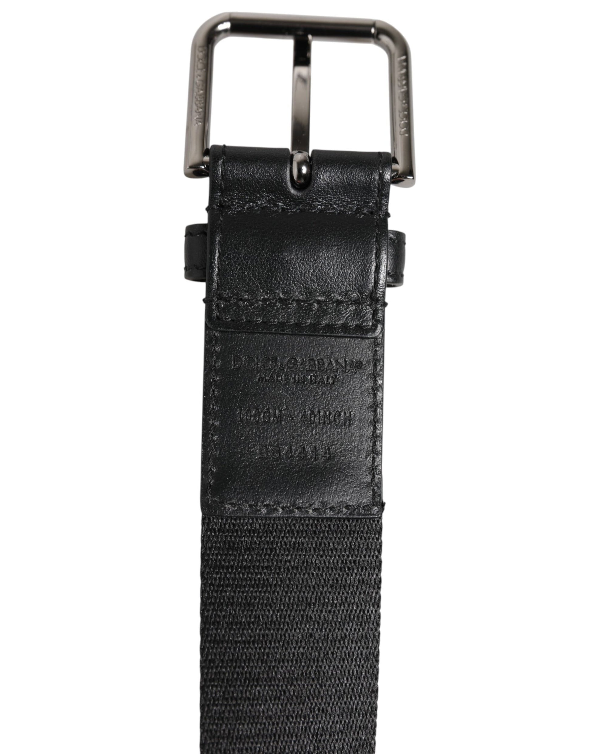 Dolce & Gabbana Black Blue DG Logo Silver Metal Buckle Belt
