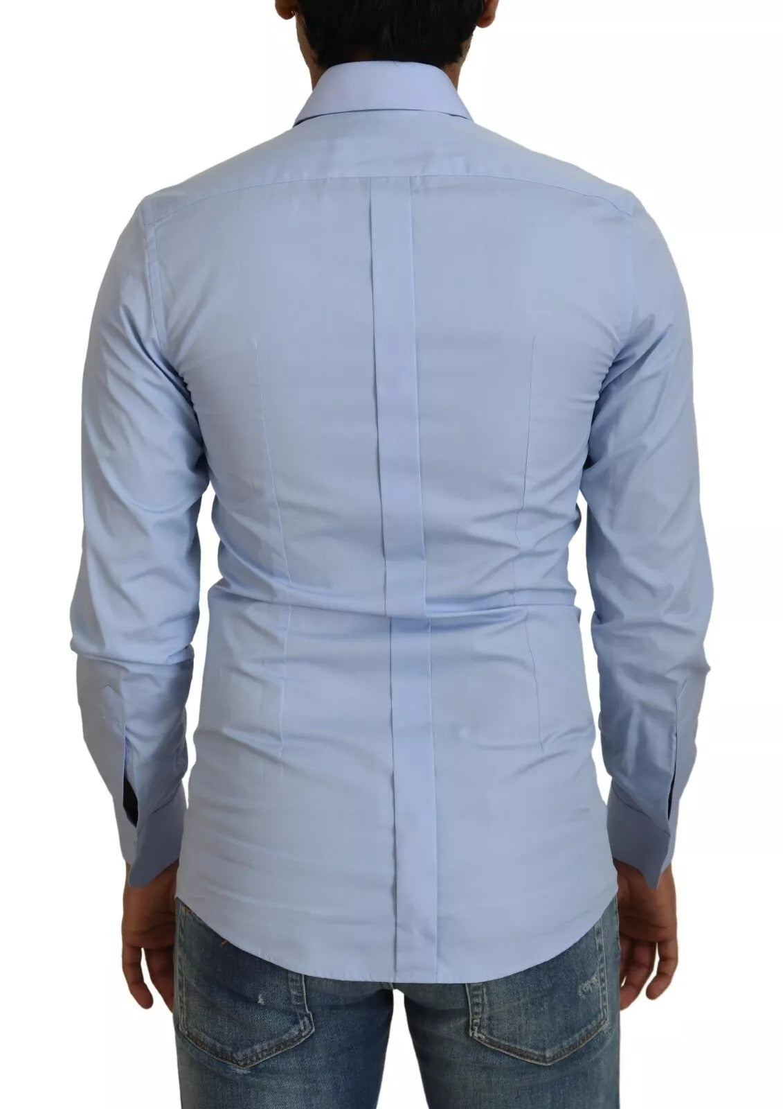 Dolce & Gabbana Light Blue Cotton Slim Fit Dress Shirt