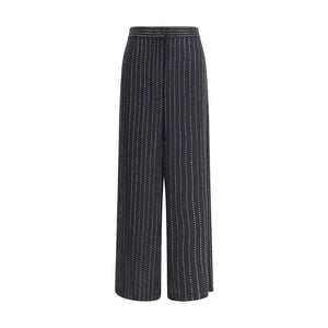 Wide-leg silk Pants with strass