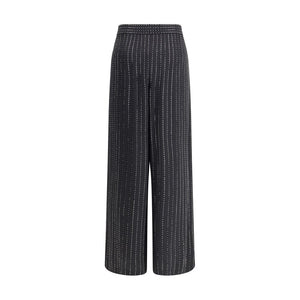 Wide-leg silk Pants with strass