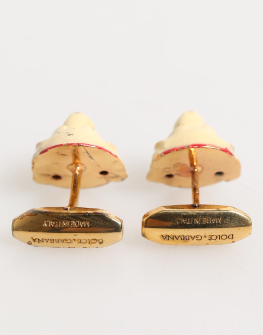 Dolce & Gabbana Brass Gold Tone Dog Puppy Men's Accessories Cufflink