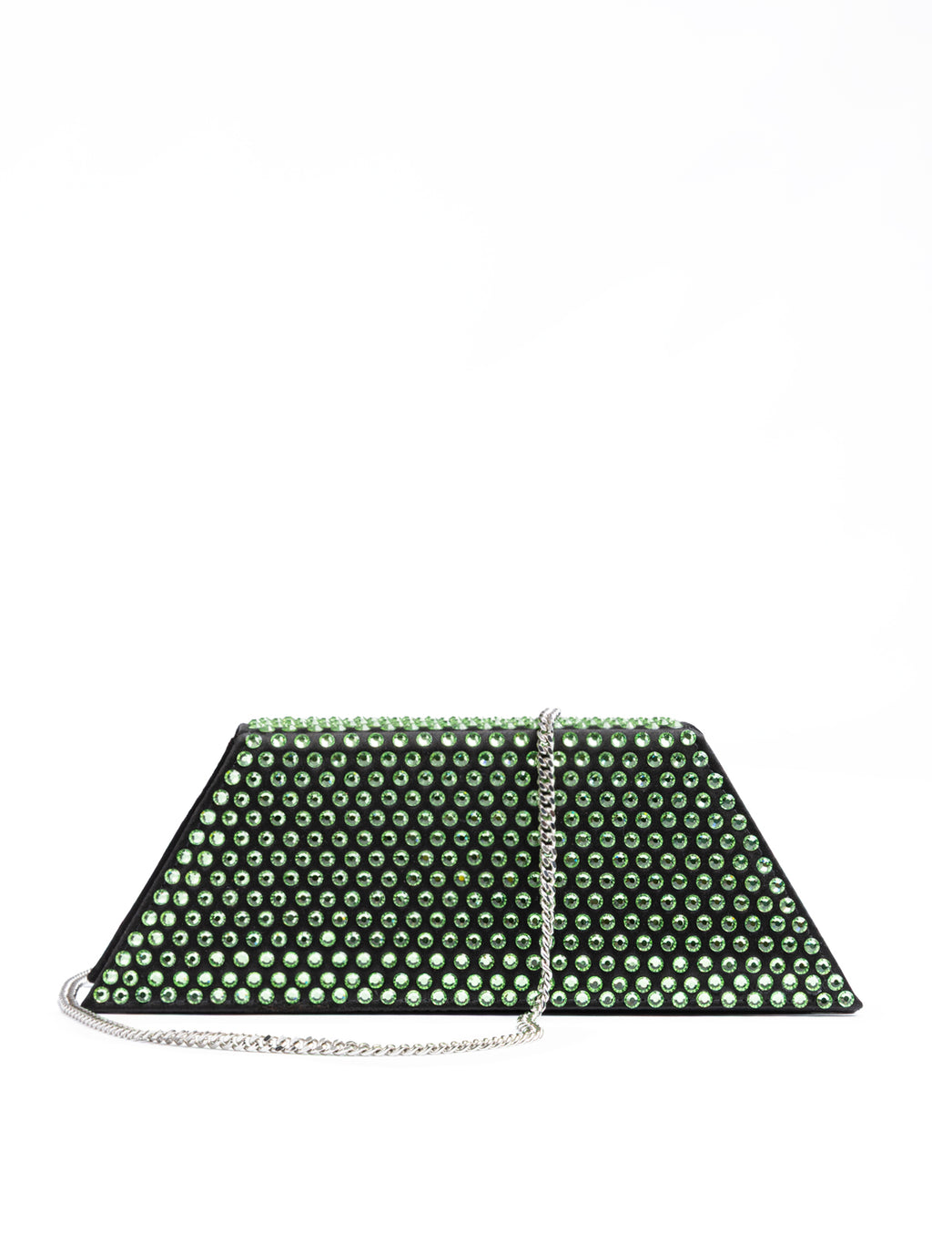 Mini Black Satin And Green Crystals Shoulder Bag