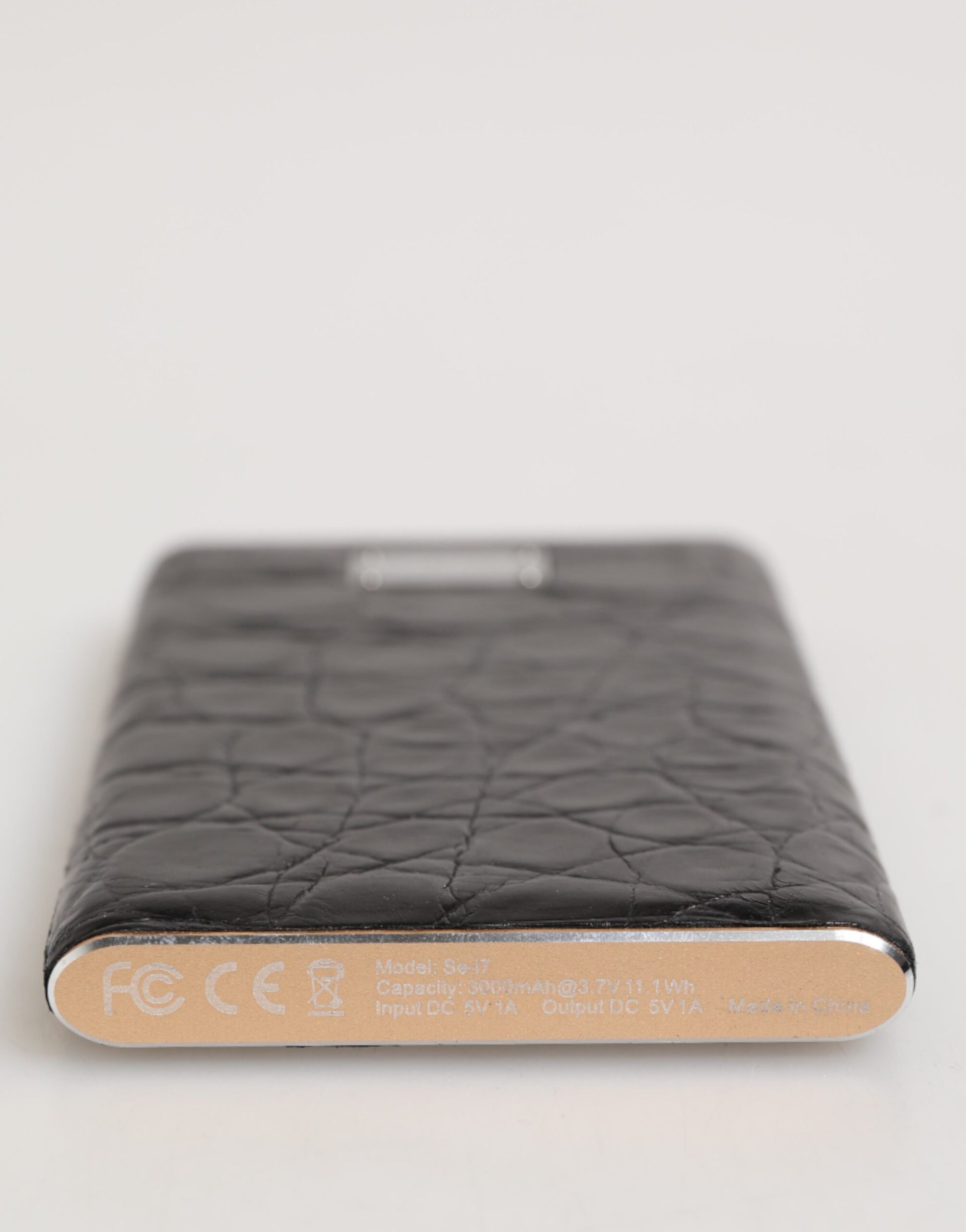 Dolce & Gabbana Black Leather Embossed Skin 3000mAh Power Bank Charger USB