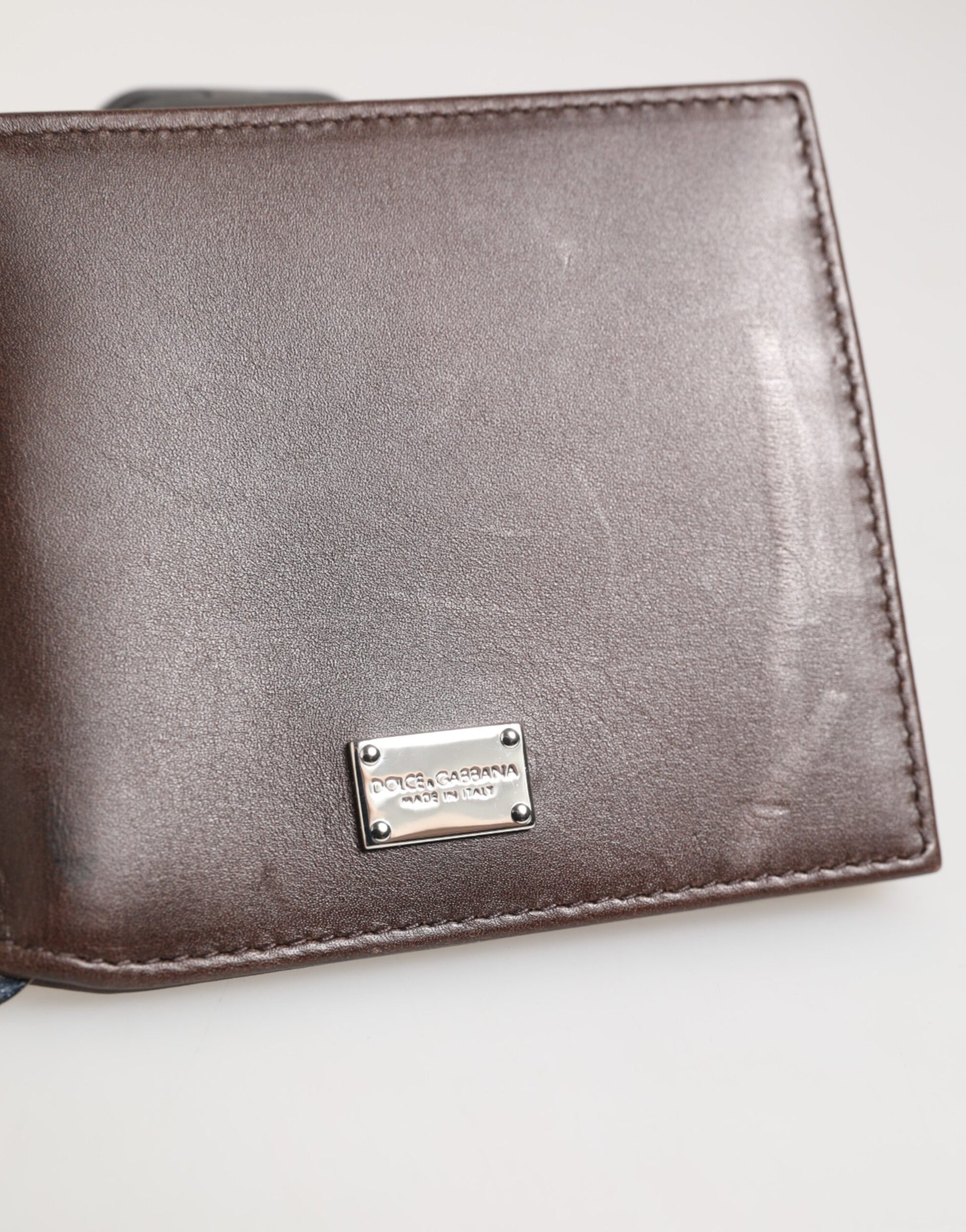 Dolce & Gabbana Brown Leather DG Logo Engrave Bifold Card Holder Wallet