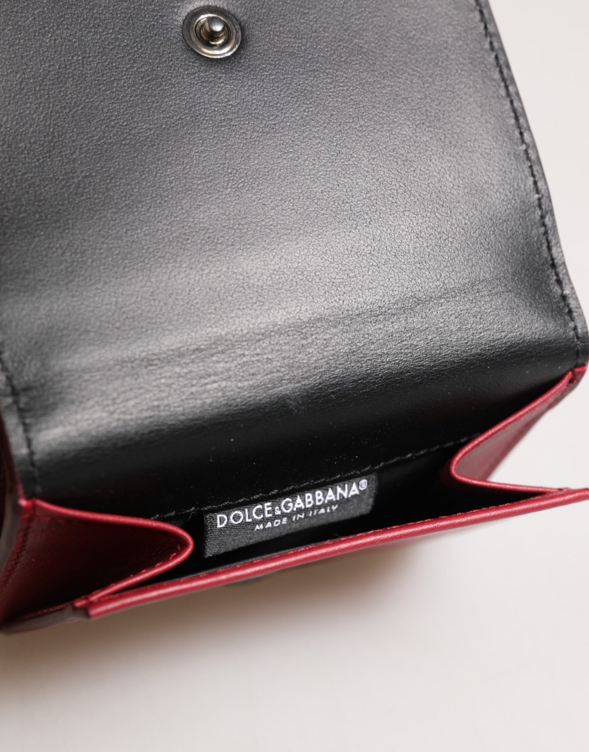 Dolce & Gabbana Red Leather Bold Logo Print Trifold Men Card Holder Wallet