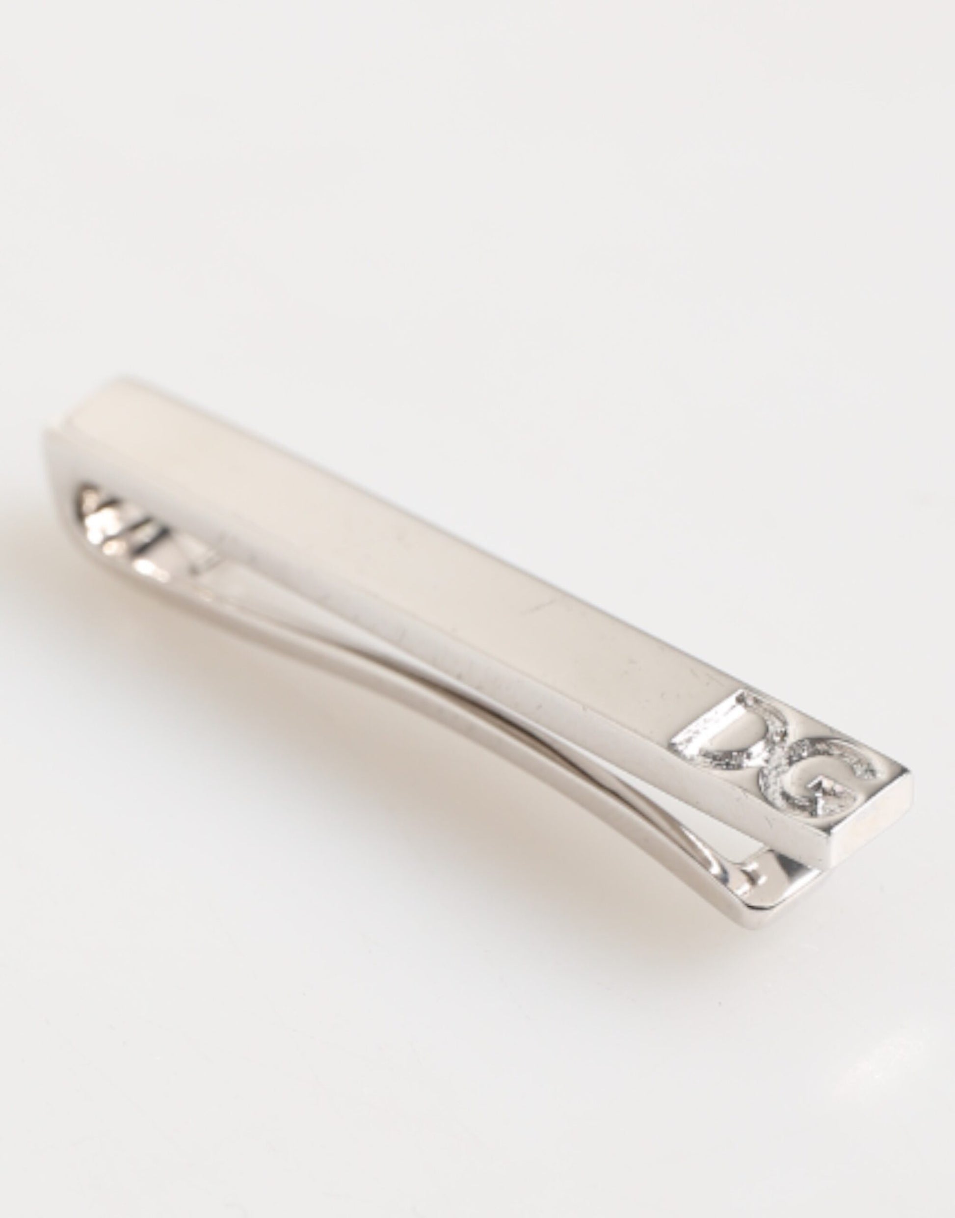 Dolce & Gabbana Silver Tone Brass Logo Branded Men Accessory Tie Clip Bar