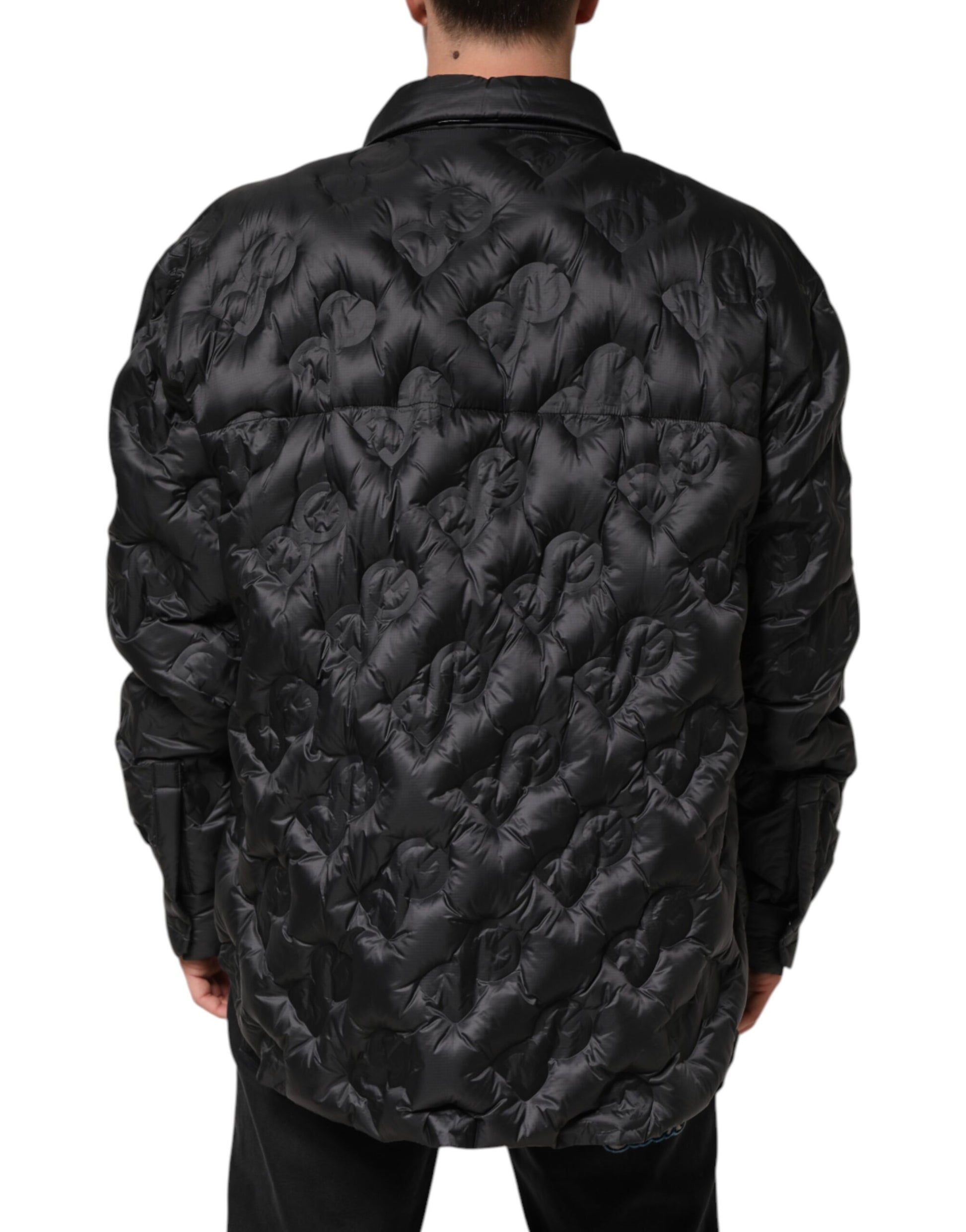Dolce & Gabbana Black Quilted DG Logo Nylon Puffer Jacket
