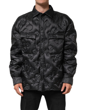 Dolce & Gabbana Black Quilted DG Logo Nylon Puffer Jacket