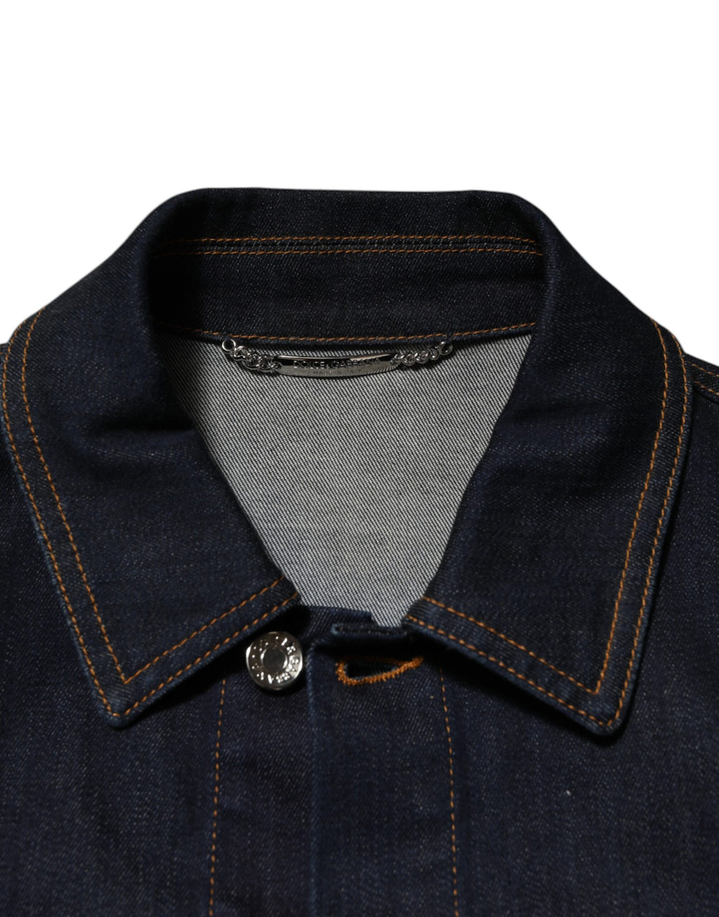 Dolce & Gabbana Indigo Blue Denim Slim Fit Logo Patch Jacket