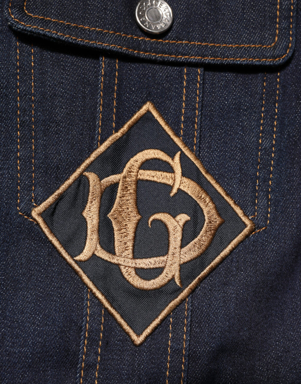 Dolce & Gabbana Indigo Blue Denim Slim Fit Logo Patch Jacket