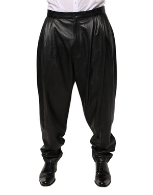 Dolce & Gabbana Black Lamb Leather Trousers Men Pants