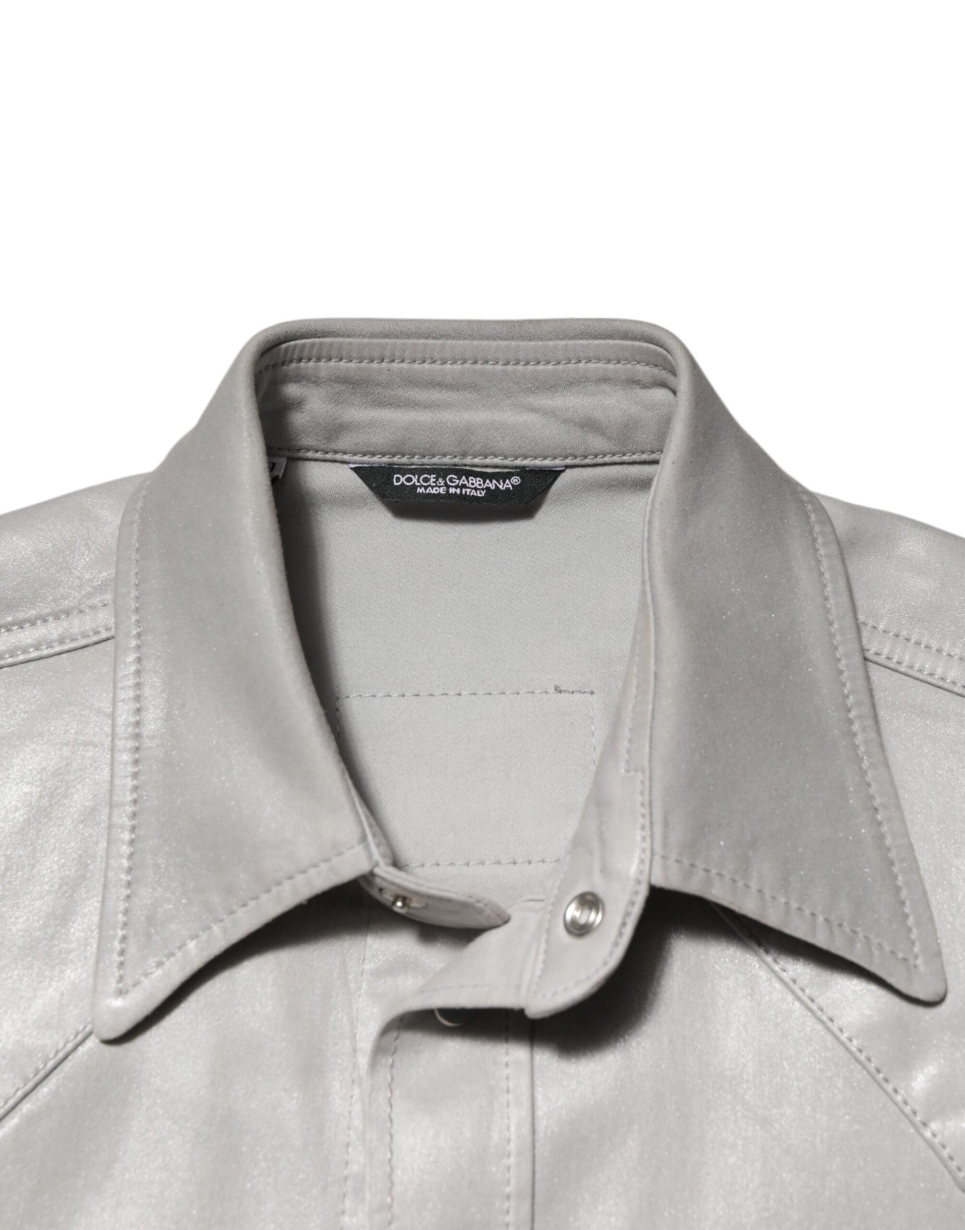 Dolce & Gabbana Metallic Gray Cotton Button Down Men Shirt