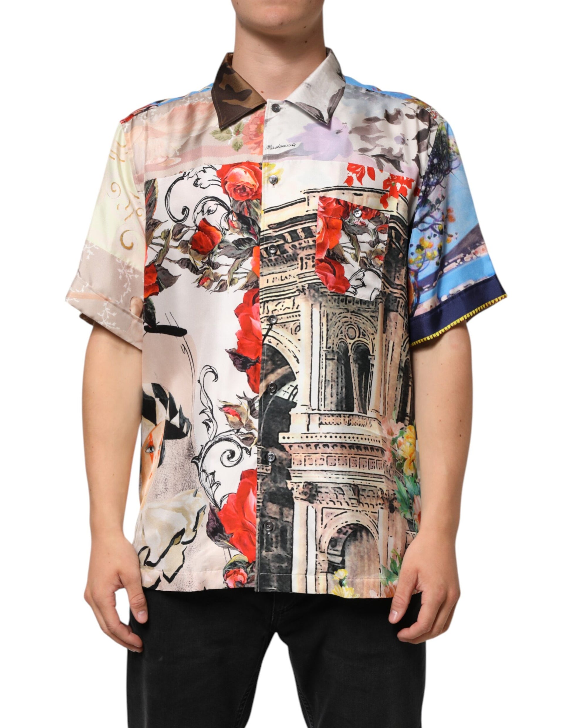 Dolce & Gabbana Multicolor Printed Casual Short Sleeve Shirt