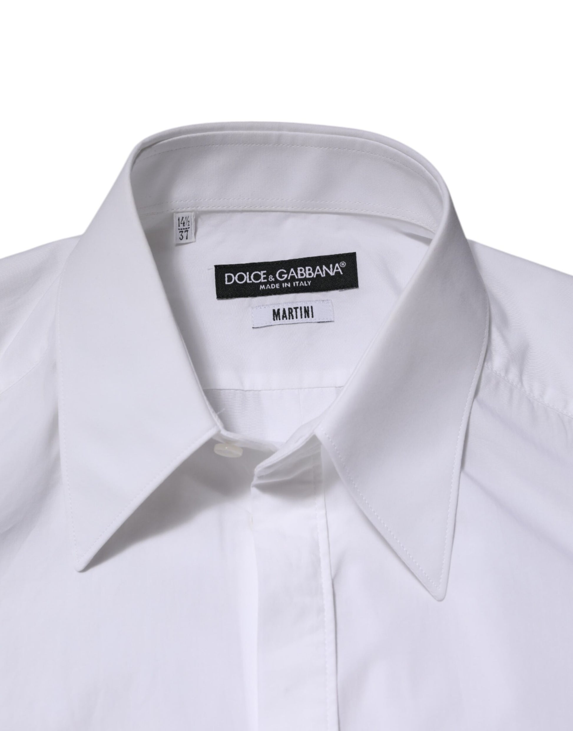 Dolce & Gabbana White Cotton MARTINI Long Sleeve Dress Shirt
