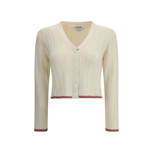 Ladder Full Needle Rib Stitch V Neck Car