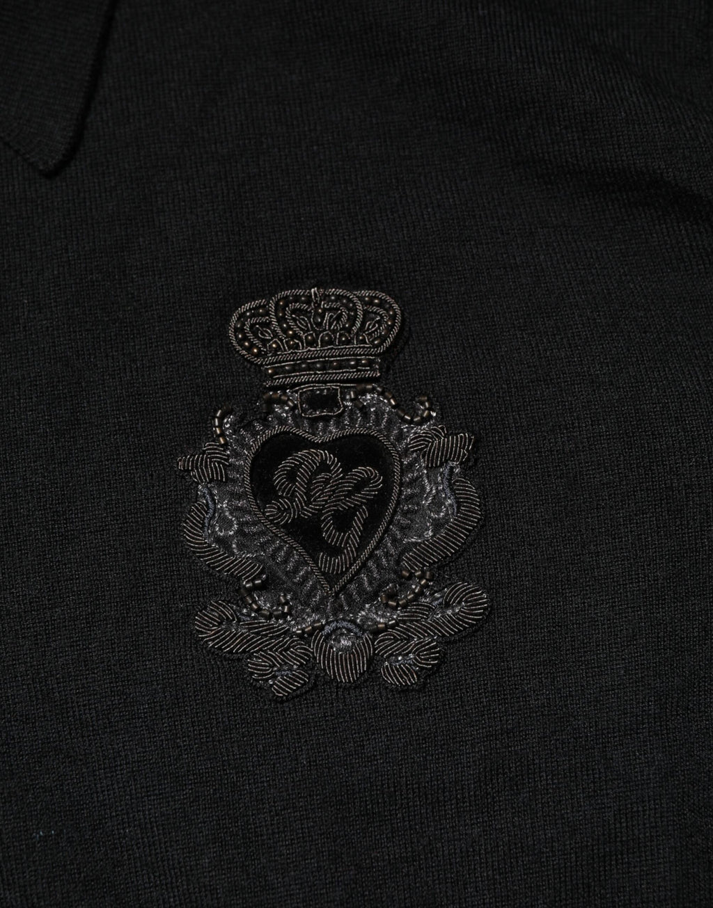 Black Cashmere Polo Men Longsleeves Sweater