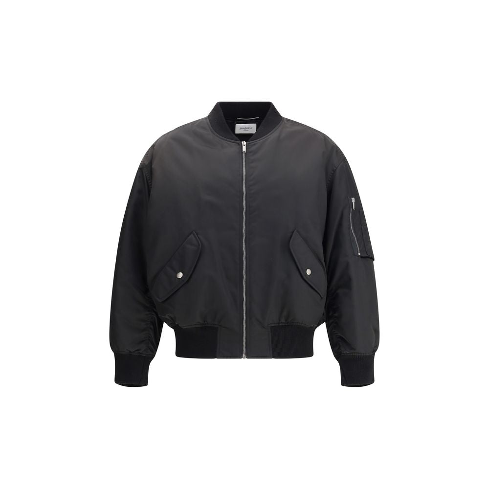Saint Laurent Black Polyamide Bomber