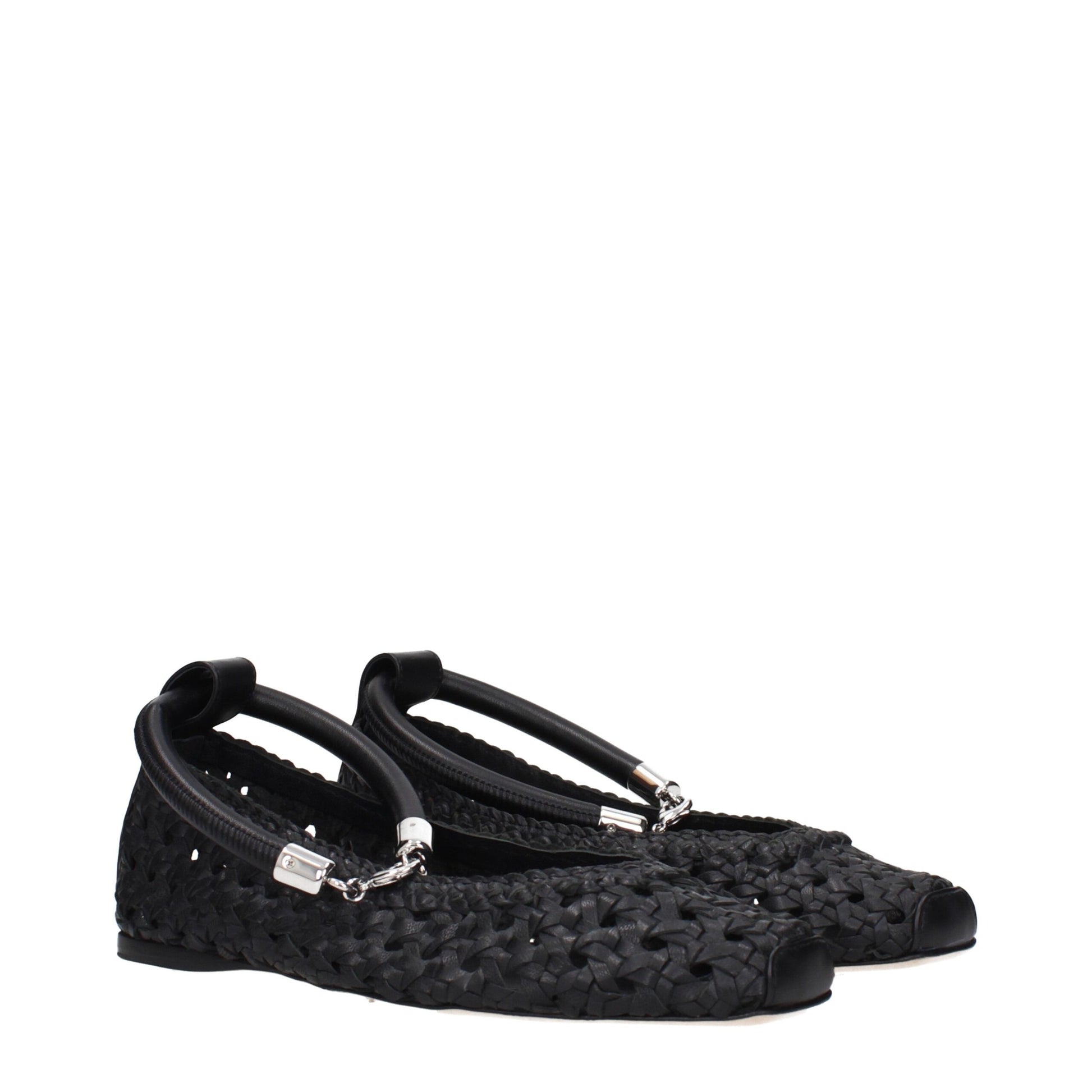 Black Leather Ballet Flats