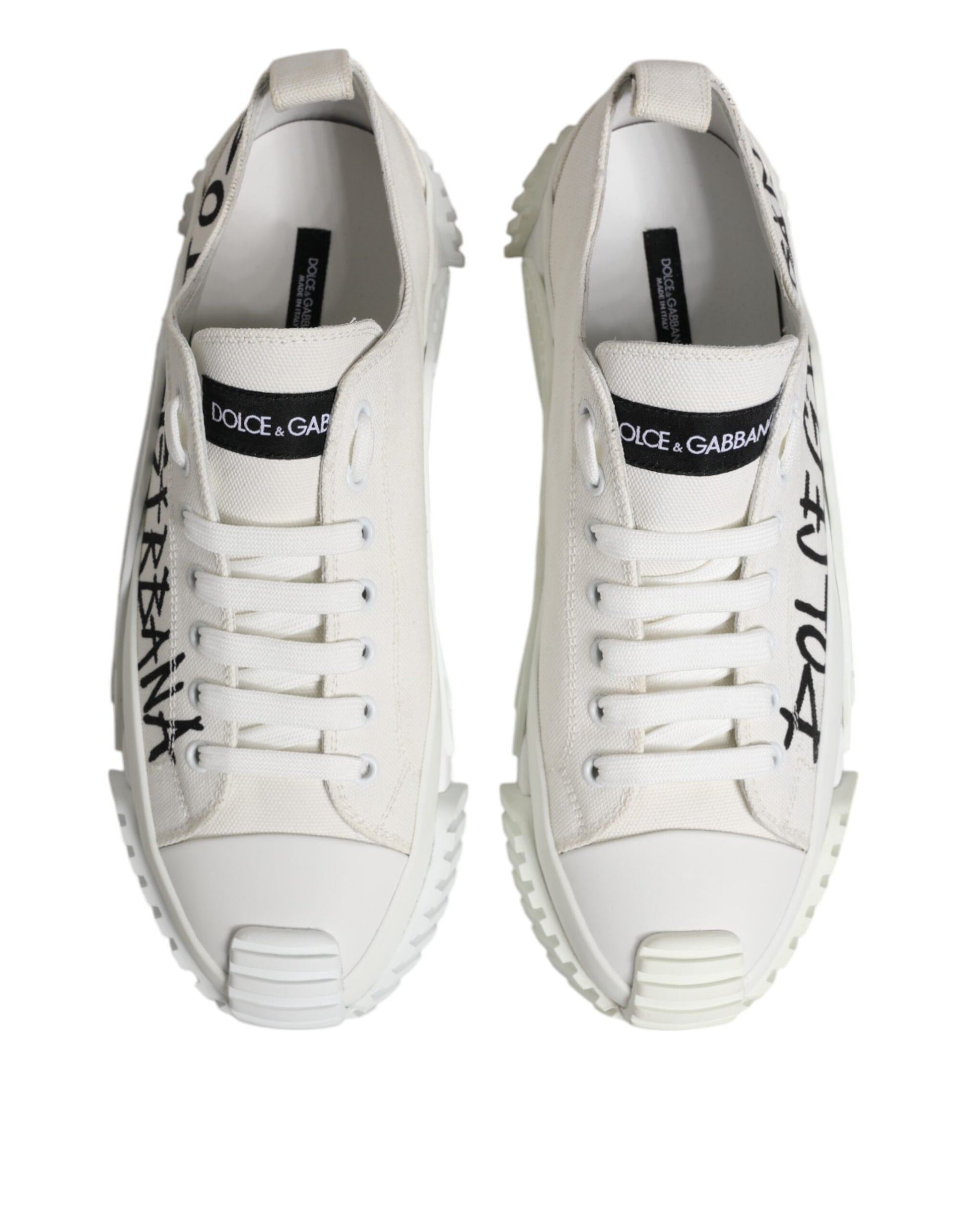 Dolce & Gabbana White Logo Graffiti Low Top Sneakers Shoes