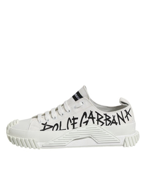 Dolce & Gabbana White Logo Graffiti Low Top Sneakers Shoes
