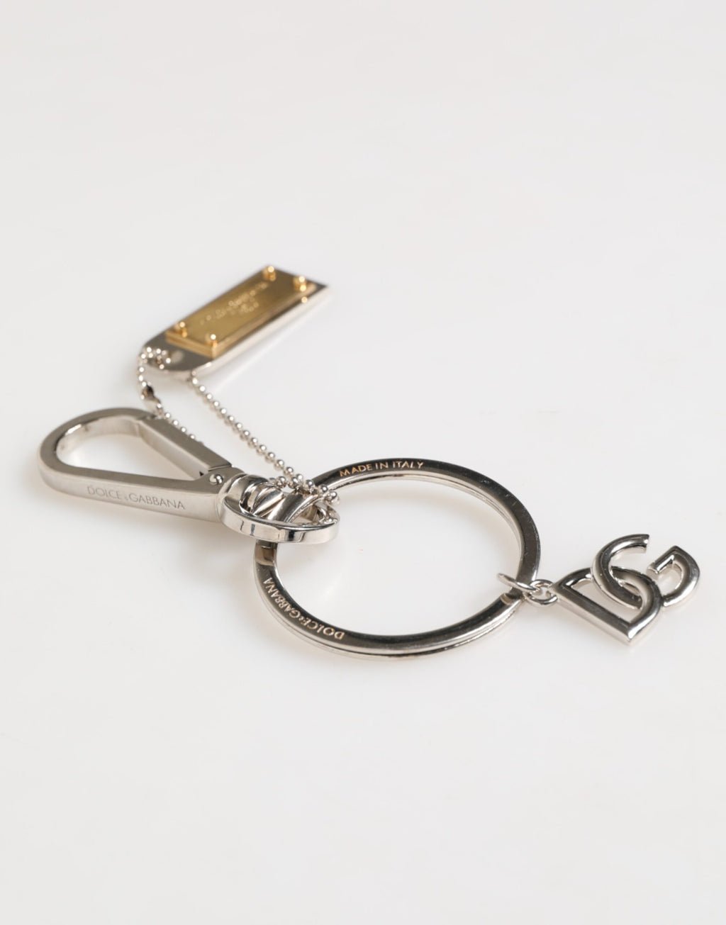 Dolce & Gabbana Silver DG Logo Key Holder Keychain Bag Charm Keyring