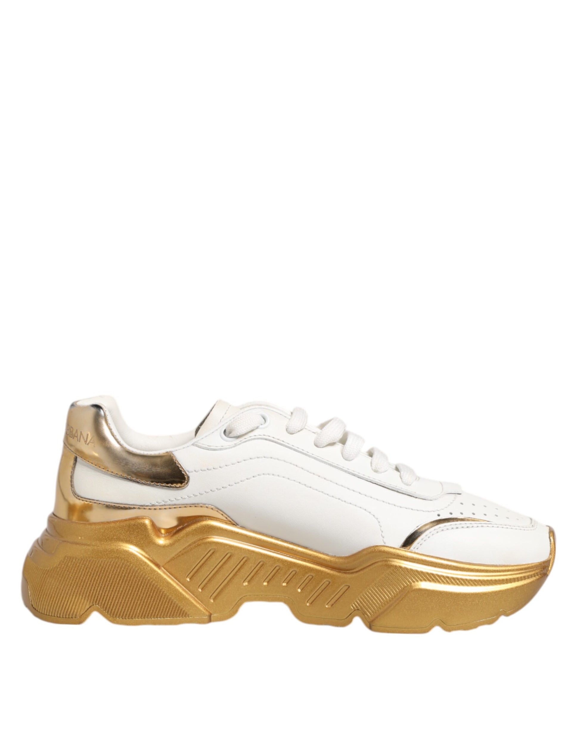 Dolce & Gabbana White Gold DAYMASTER Leather Sneakers Womens Shoes