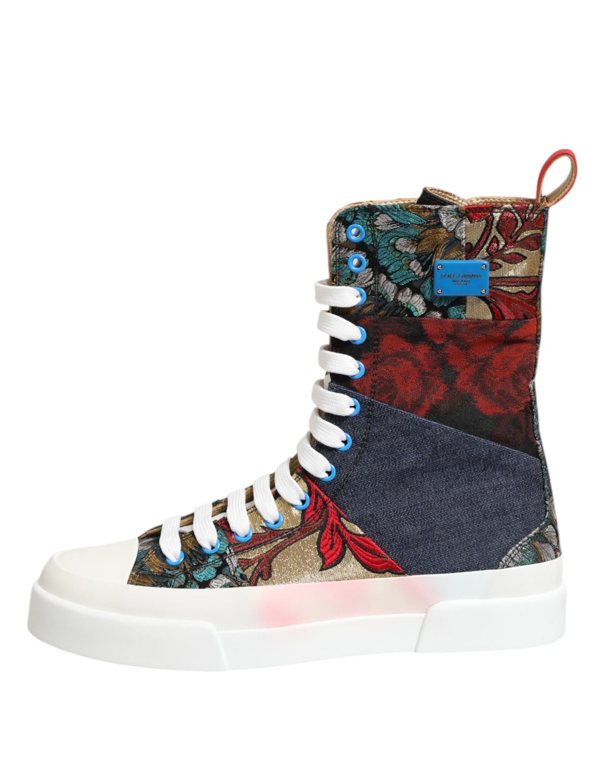 Dolce & Gabbana Multicolor Patchwork High Top Sneakers Shoes