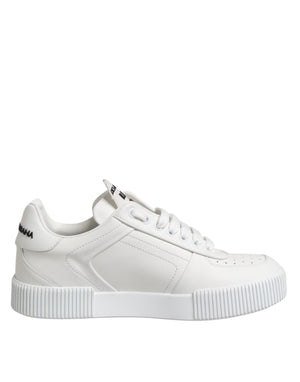 Dolce & Gabbana White Miami Leather Low Top Sneakers Shoes