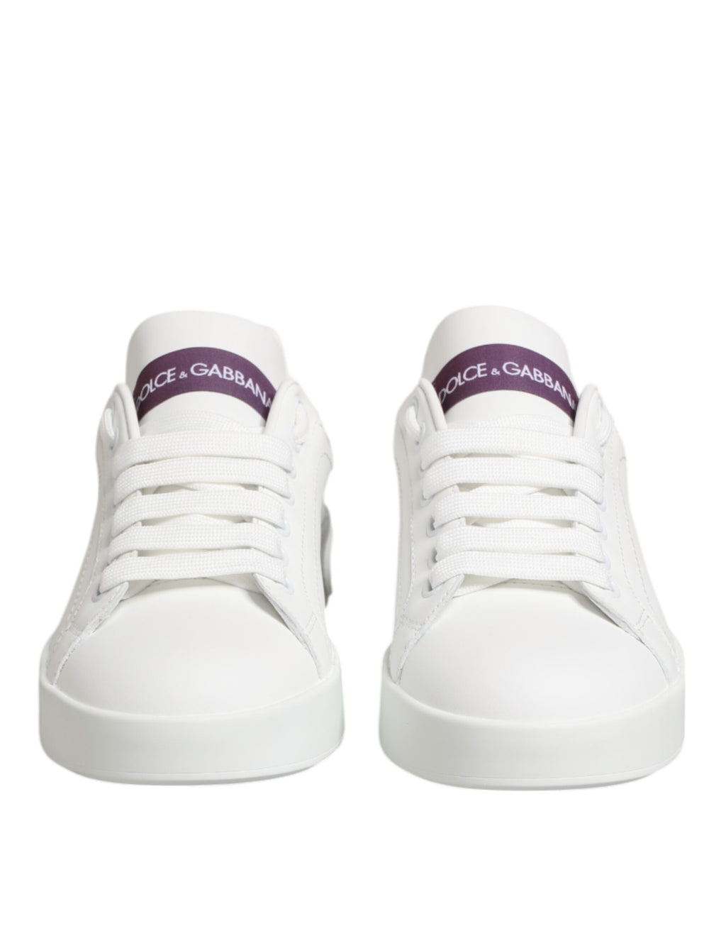 Dolce & Gabbana White Purple Leather Low Top Sneakers Shoes