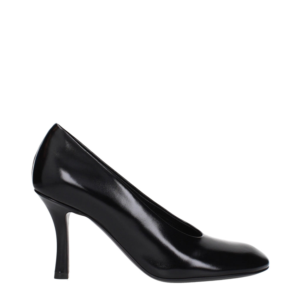 Black Leather High Heel Pumps