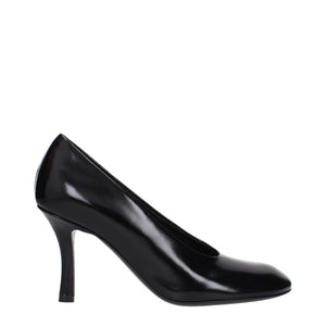 Black Leather High Heel Pumps