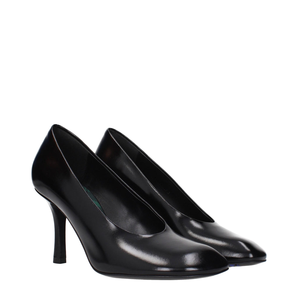 Black Leather High Heel Pumps
