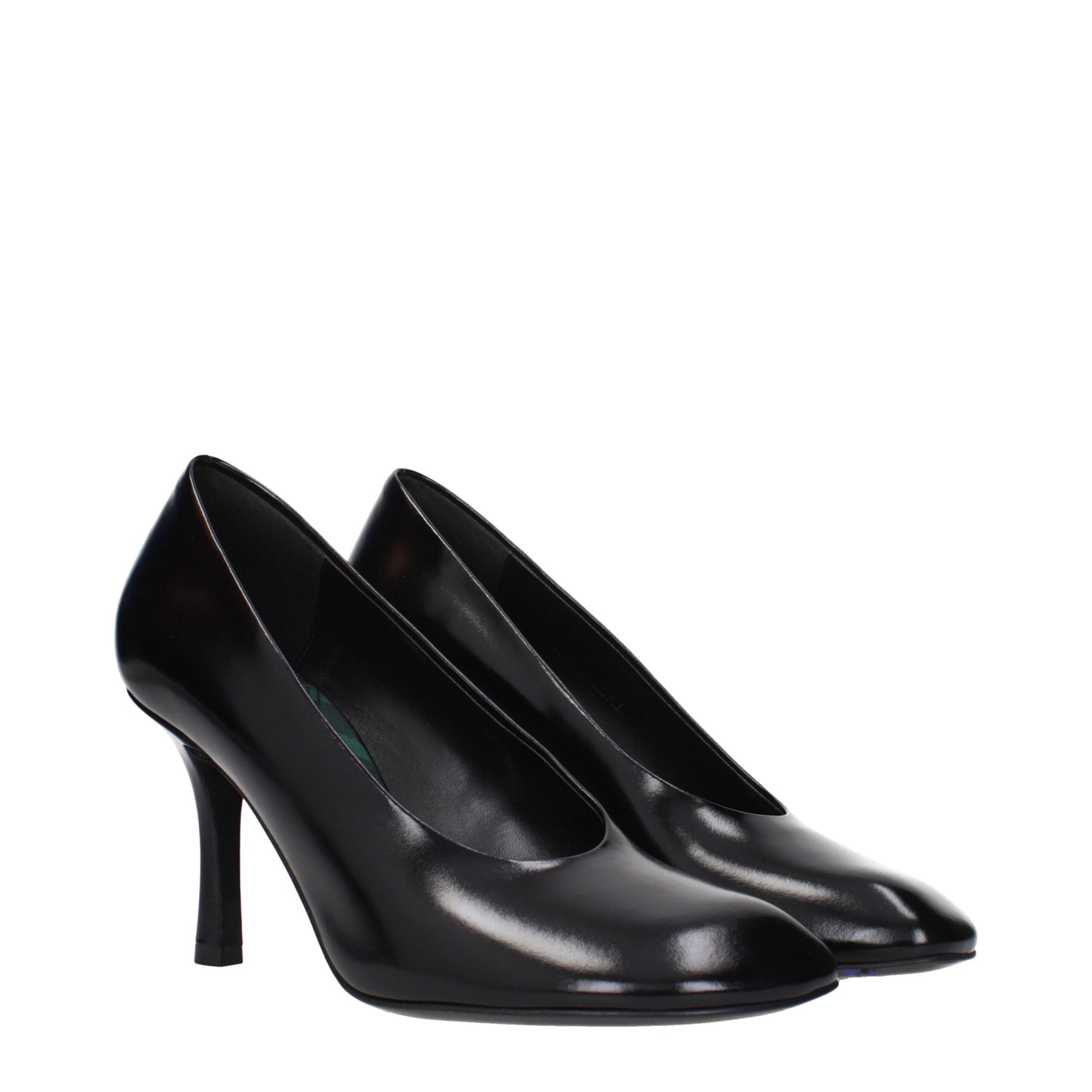 Black Leather High Heel Pumps