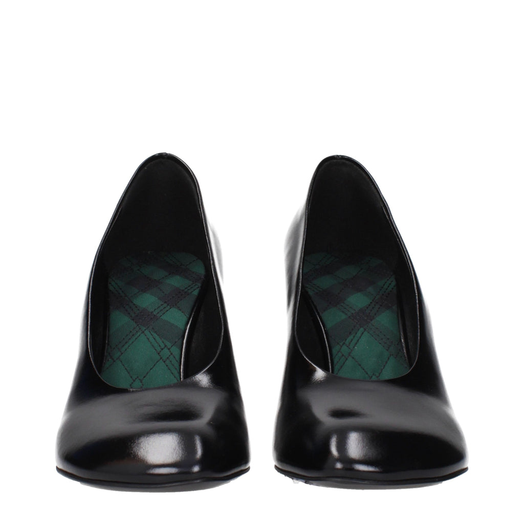 Black Leather High Heel Pumps