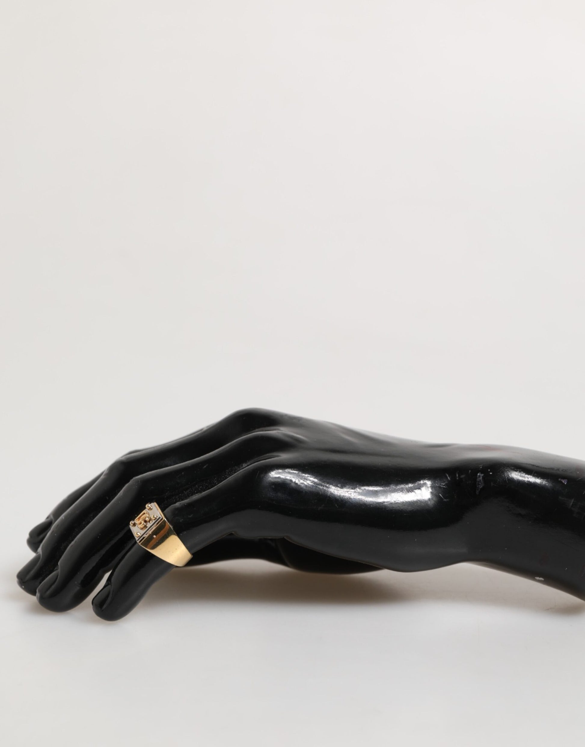 Dolce & Gabbana Gold Tone Brass Signet Square DG Logo Plaque Men Ring