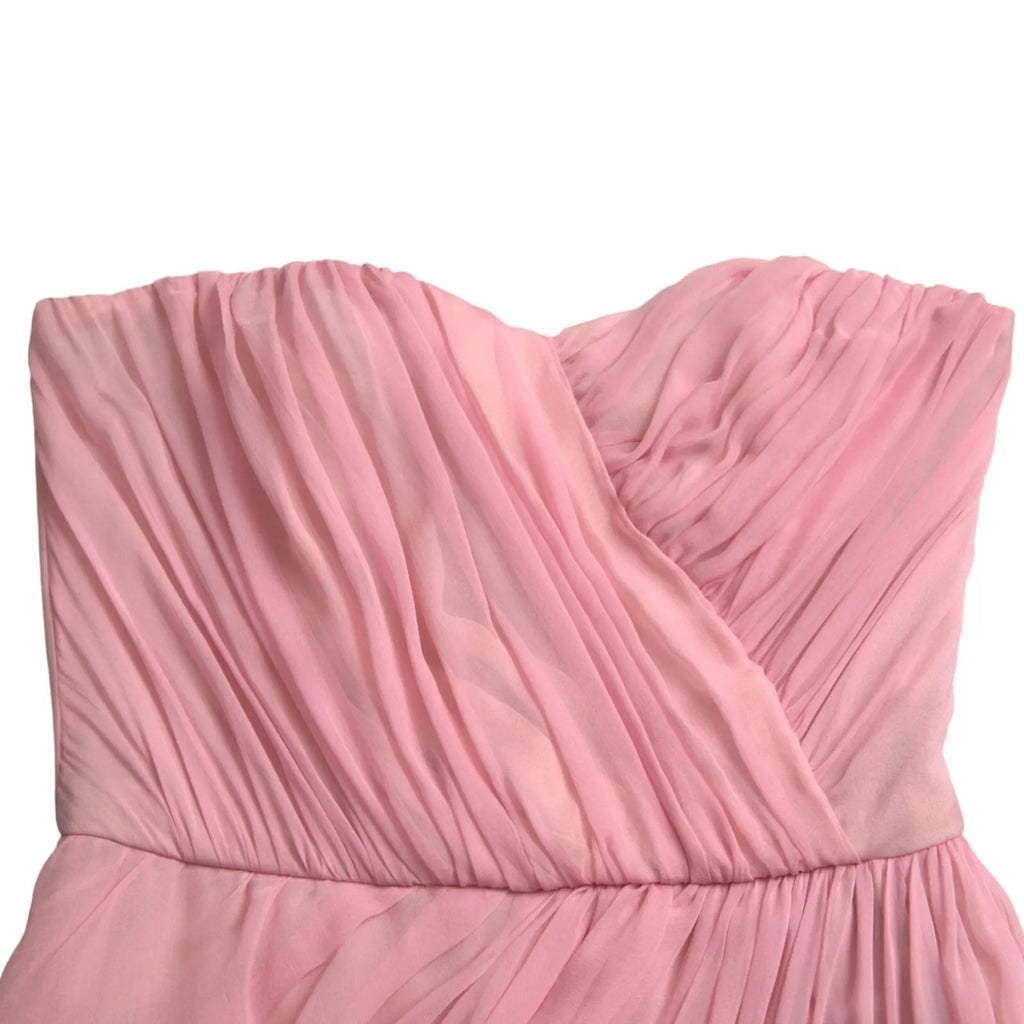 Pink Silk Strapless Maxi A-line Gown Dress