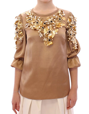 Dolce & Gabbana Gold SPECIAL Piece Runway Crystal Blouse