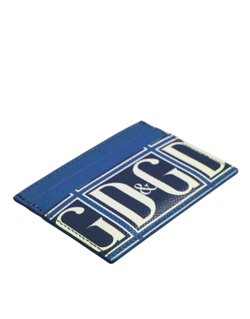 Dolce & Gabbana Blue Calf Leather DG Logo Monogram Card Holder Wallet
