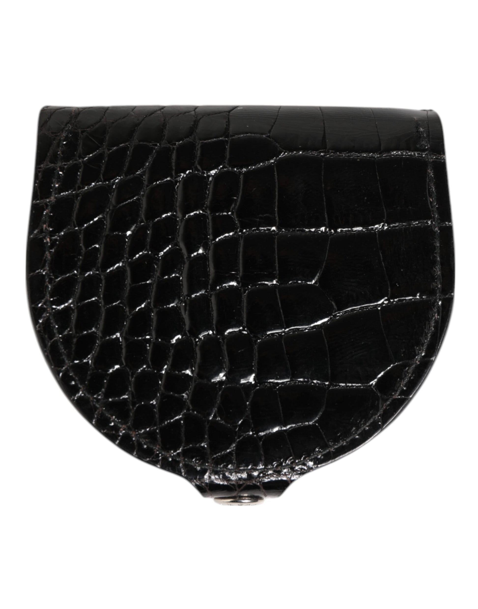 Dolce & Gabbana Black Polished Crocodile Leather Mens Coin Purse Wallet