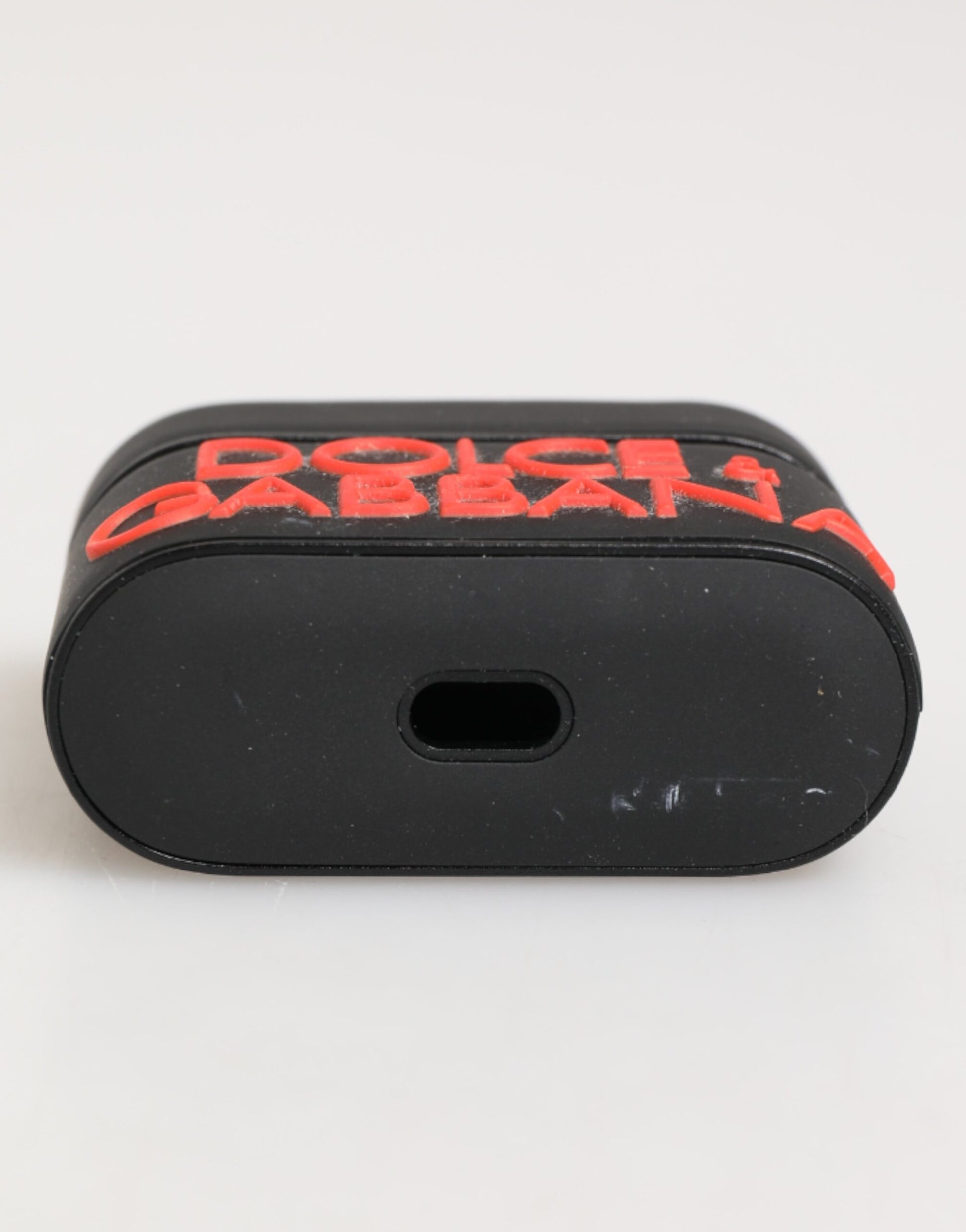 Dolce & Gabbana Black Orange Rubber Logo Embossed Accessory Airpods Case