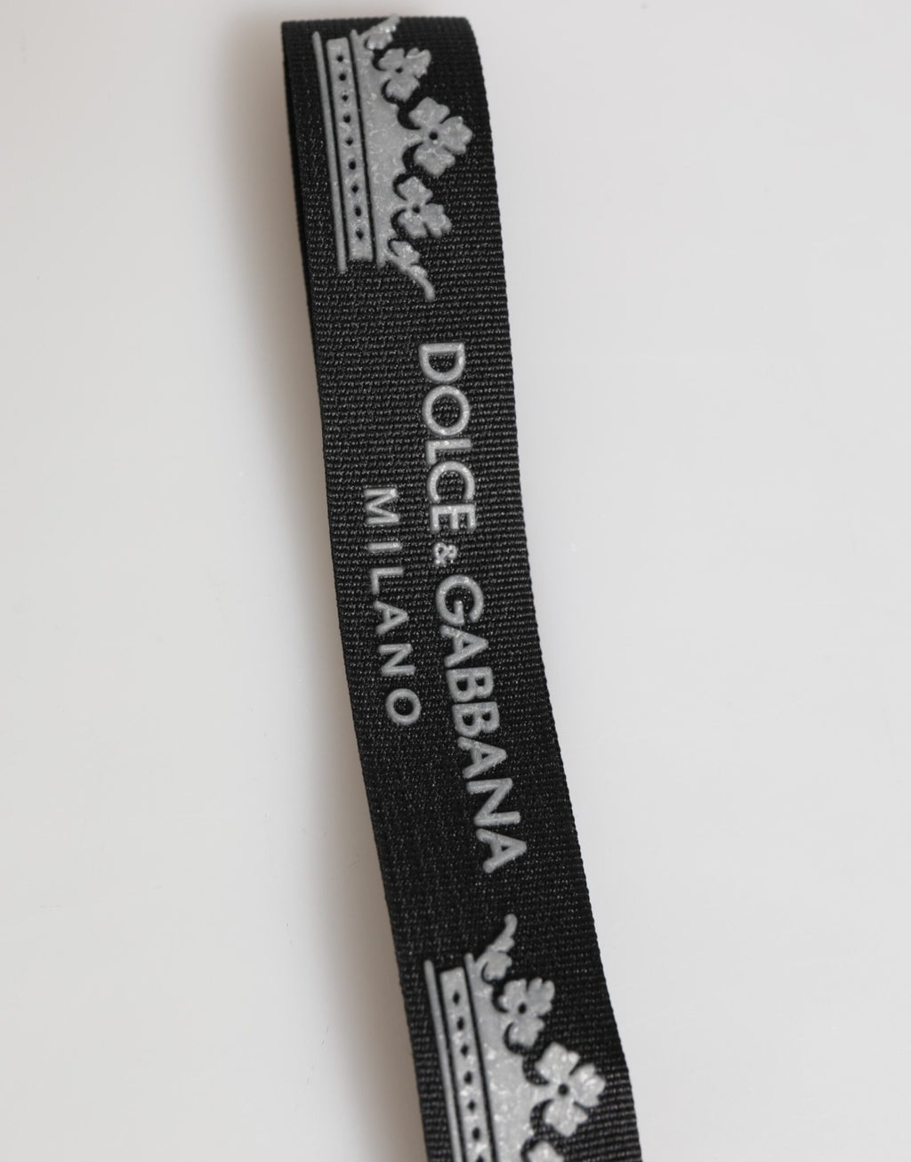 Dolce & Gabbana Black Silver Nylon DG Crown Men's Holder Keychain Keyring
