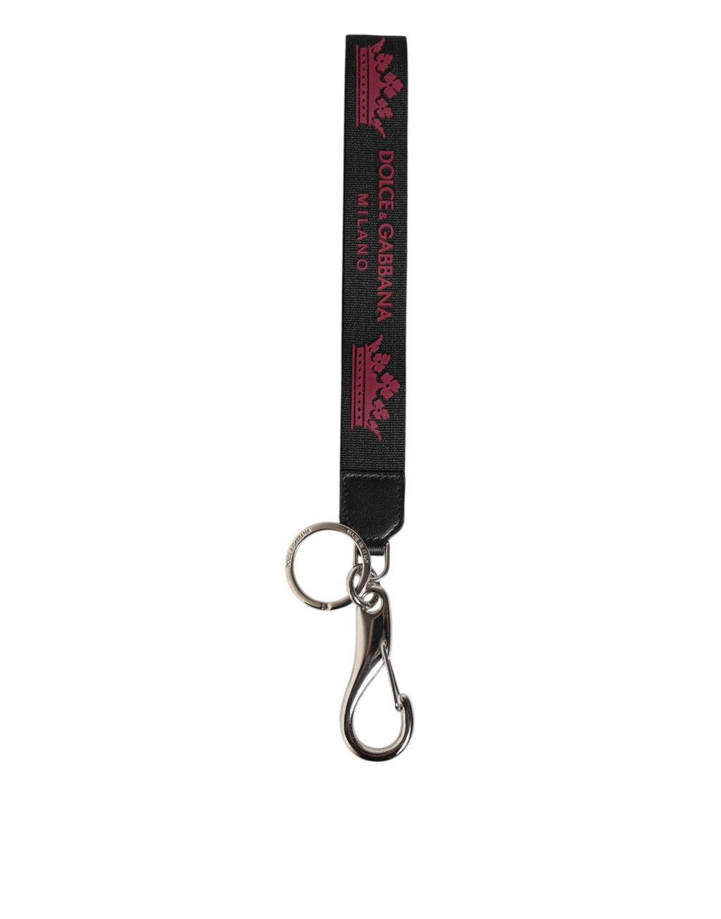 Dolce & Gabbana Black Burgundy Nylon DG Logo Crown Holder Keychain Keyring