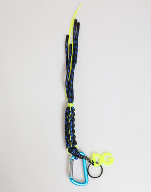 Dolce & Gabbana Blue Yellow Leather Tape String DG Logo Keychain Keyring