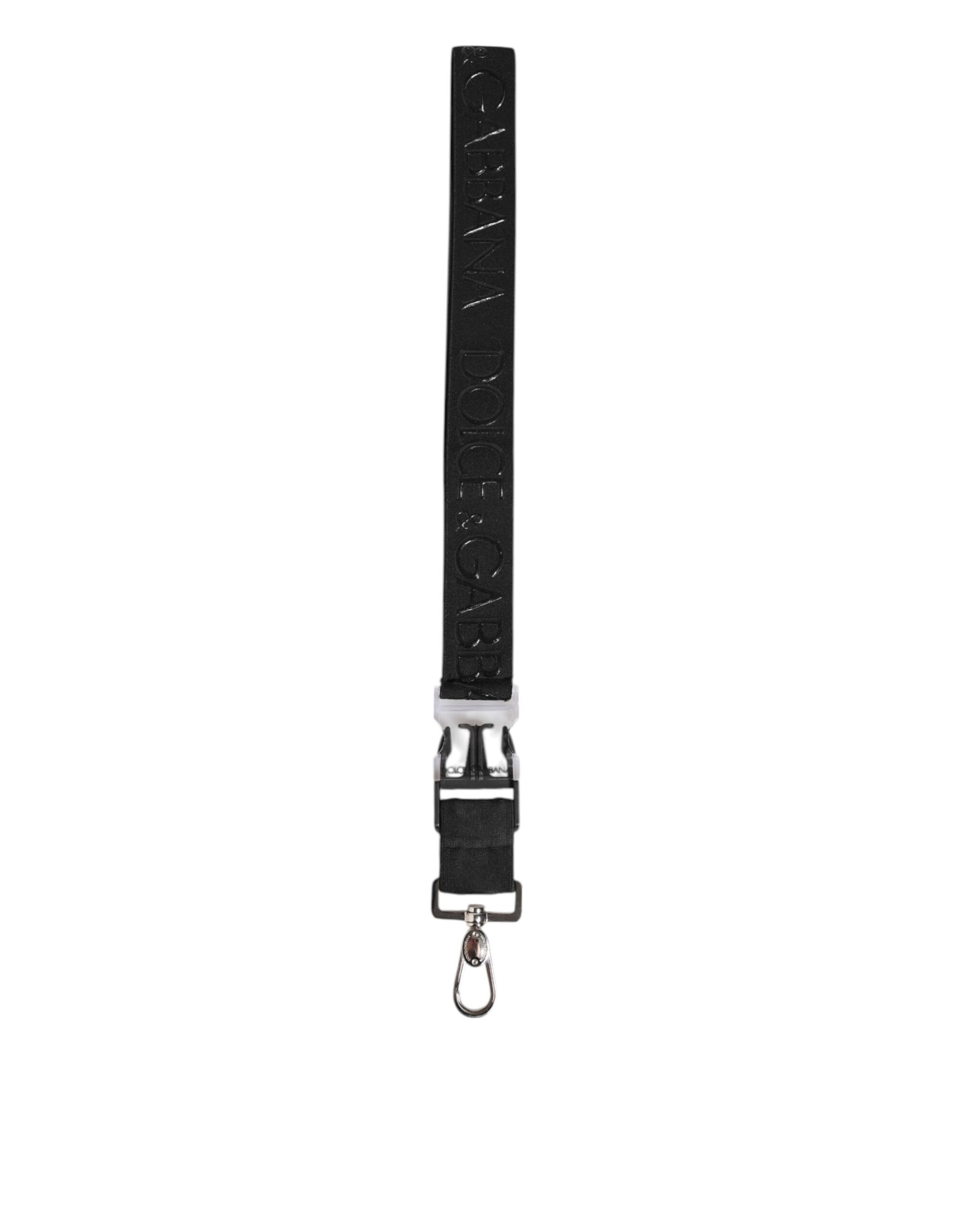 Dolce & Gabbana Black Polyester Stretch Rubberised DG Logo Men Keychain