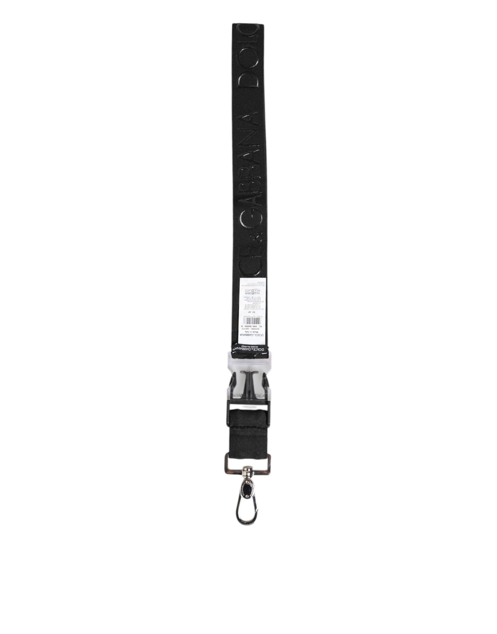 Dolce & Gabbana Black Polyester Stretch Rubberised DG Logo Men Keychain